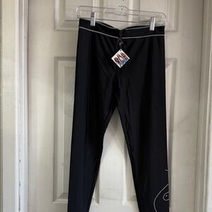 Stylish Black Leggings with White Trim